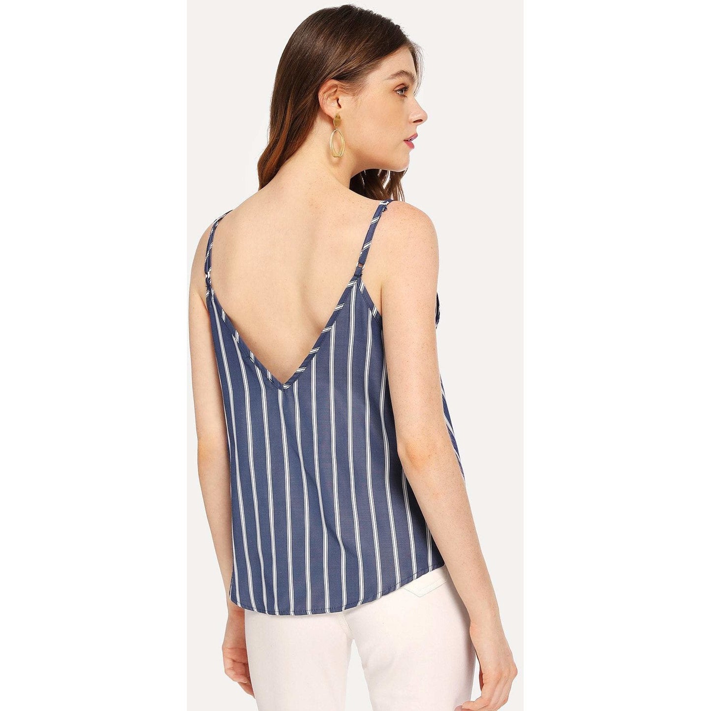 Kimmey Double V-Neck Striped Cami Top