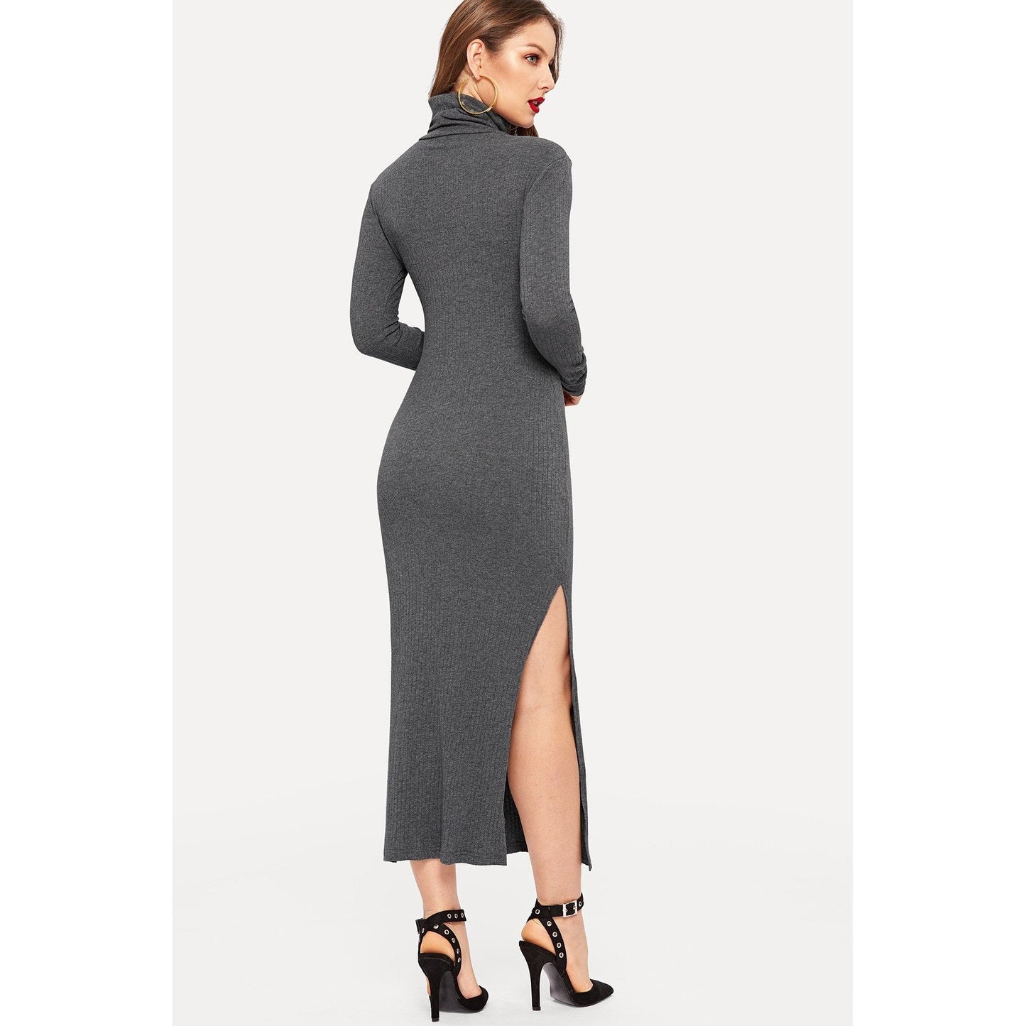 Anna Split Side Rib Knit Fitted Dress