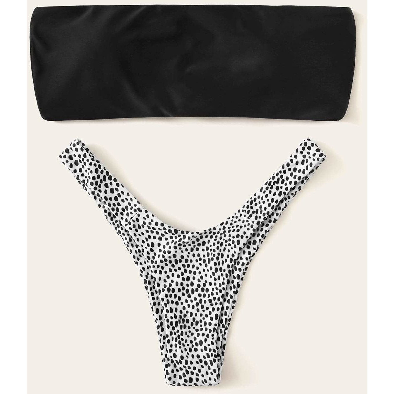 Cristal Lace-up Bandeau With Leopard Print Bikini Set