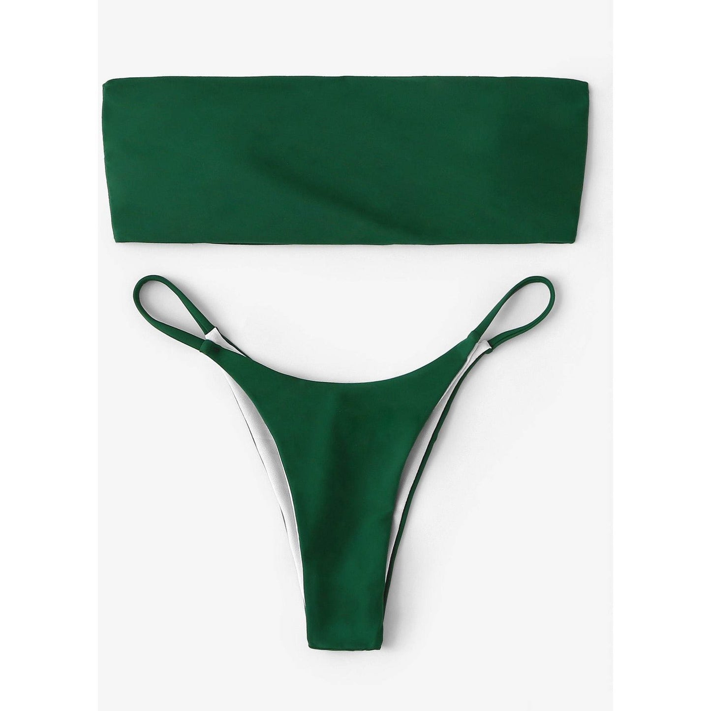 Green Bandeau With Tanga High Cut Bikini Set