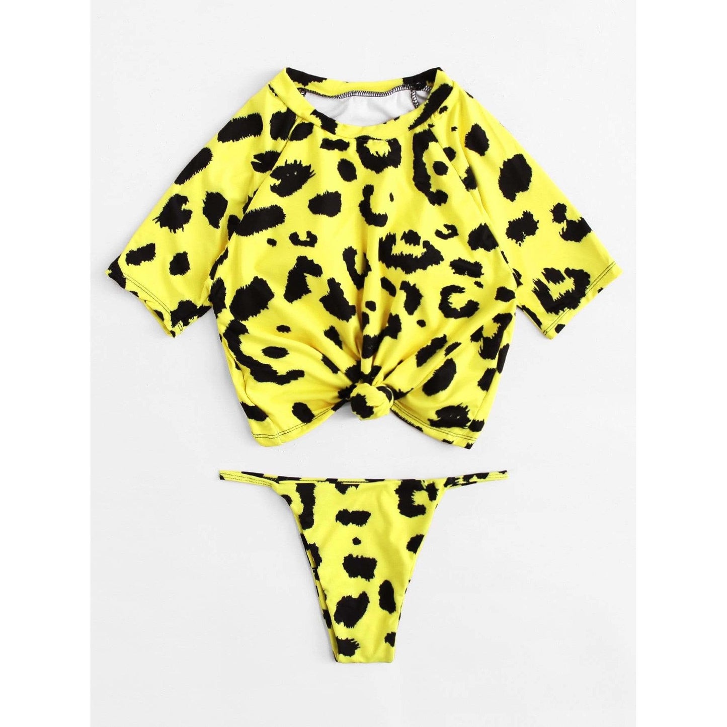 Leopard Knot Front Tankini Set