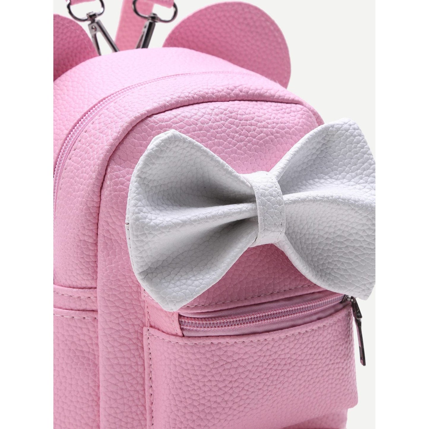 Pink Ear Shaped PU Backpack With Contrast Bow