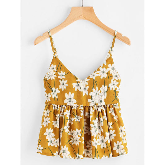 Floral Print Random Babydoll Cami Top