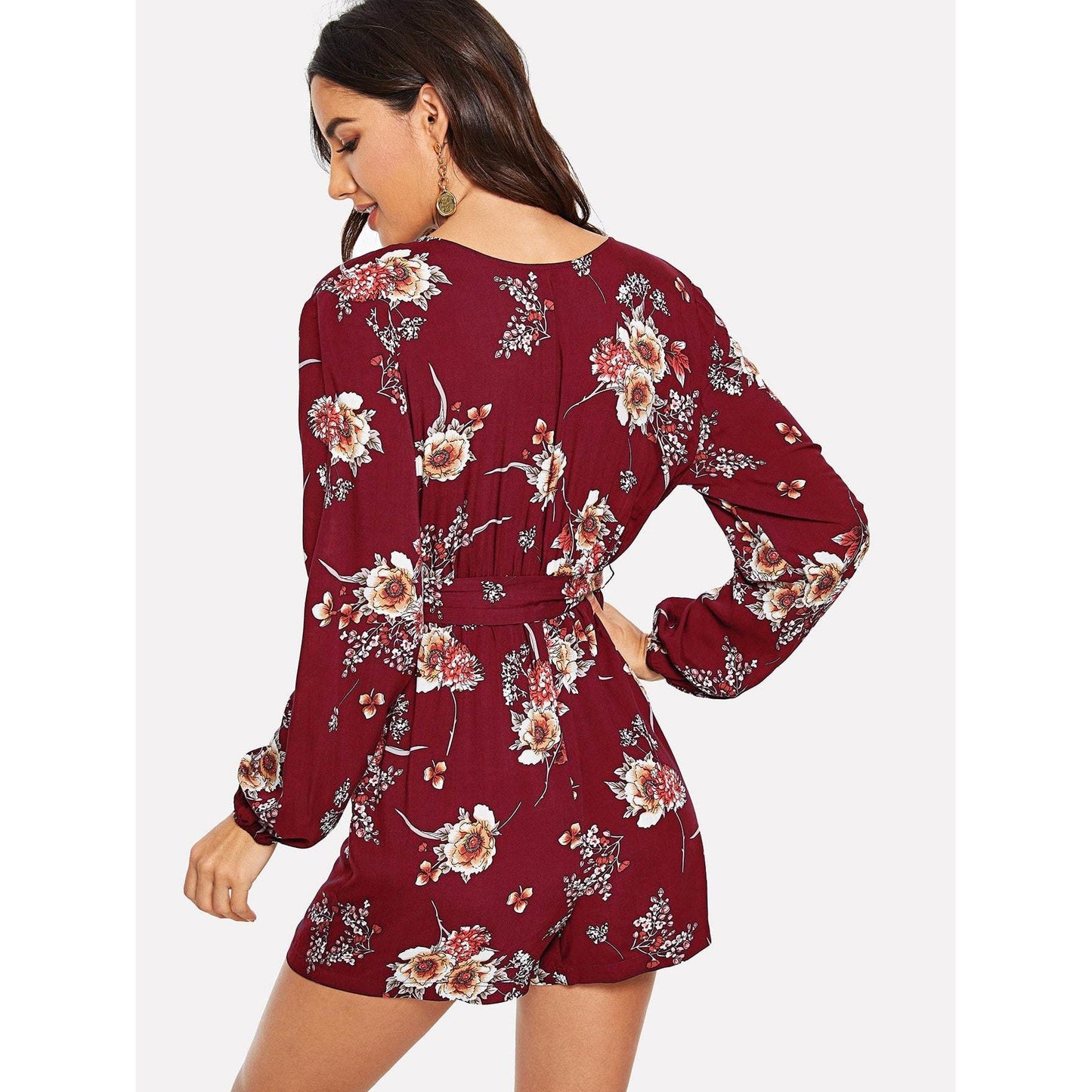 Lilly Floral Print Belted Romper