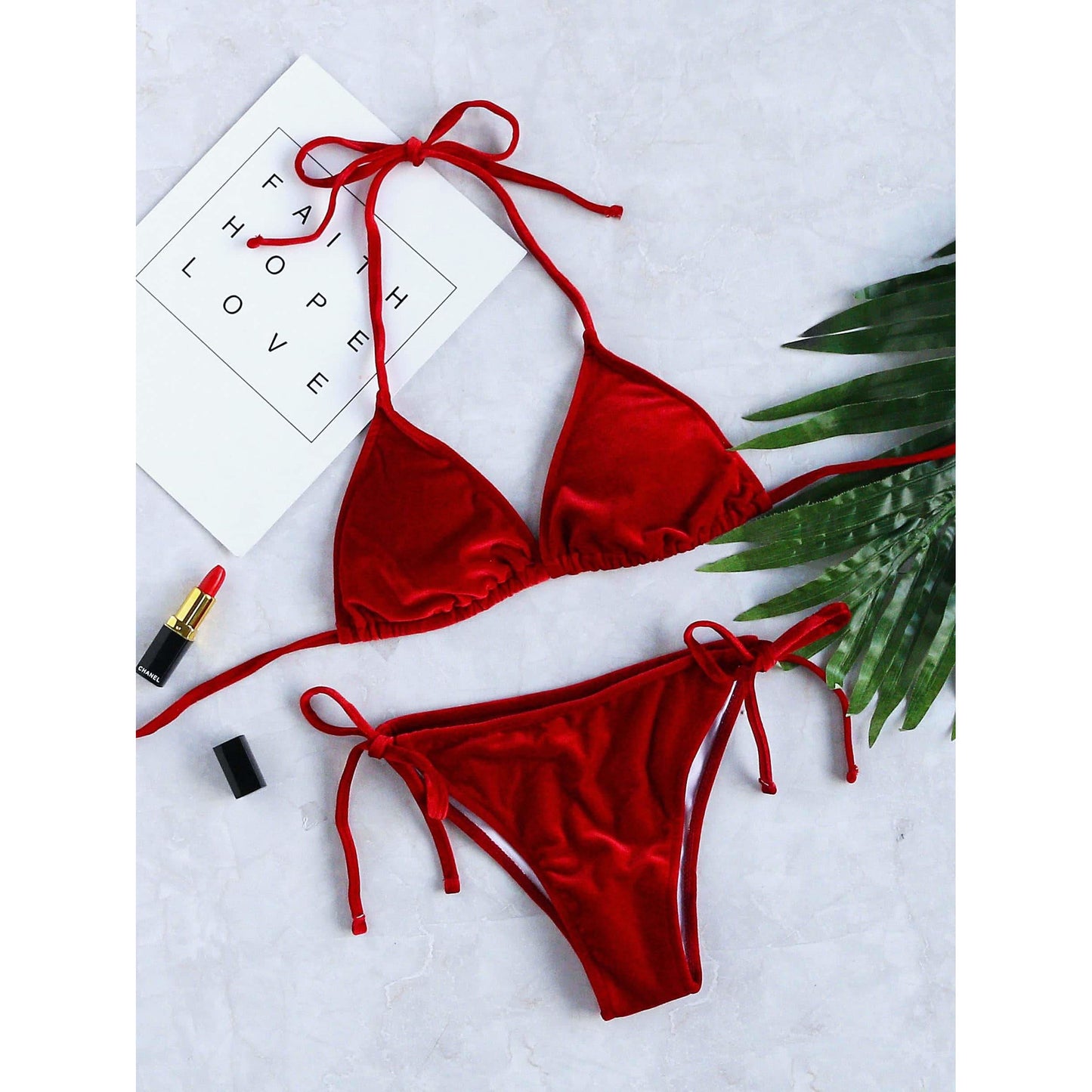 Riri Velvet Triangle Bikini Set