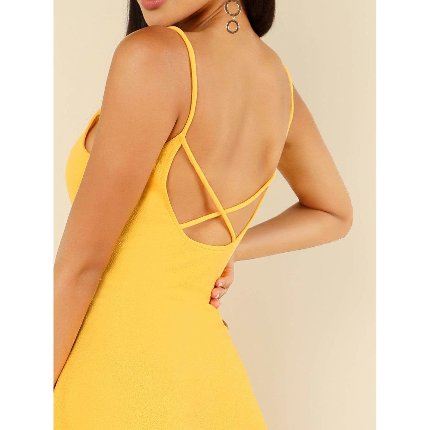 Criss Cross Open Back Fit & Flare Dress