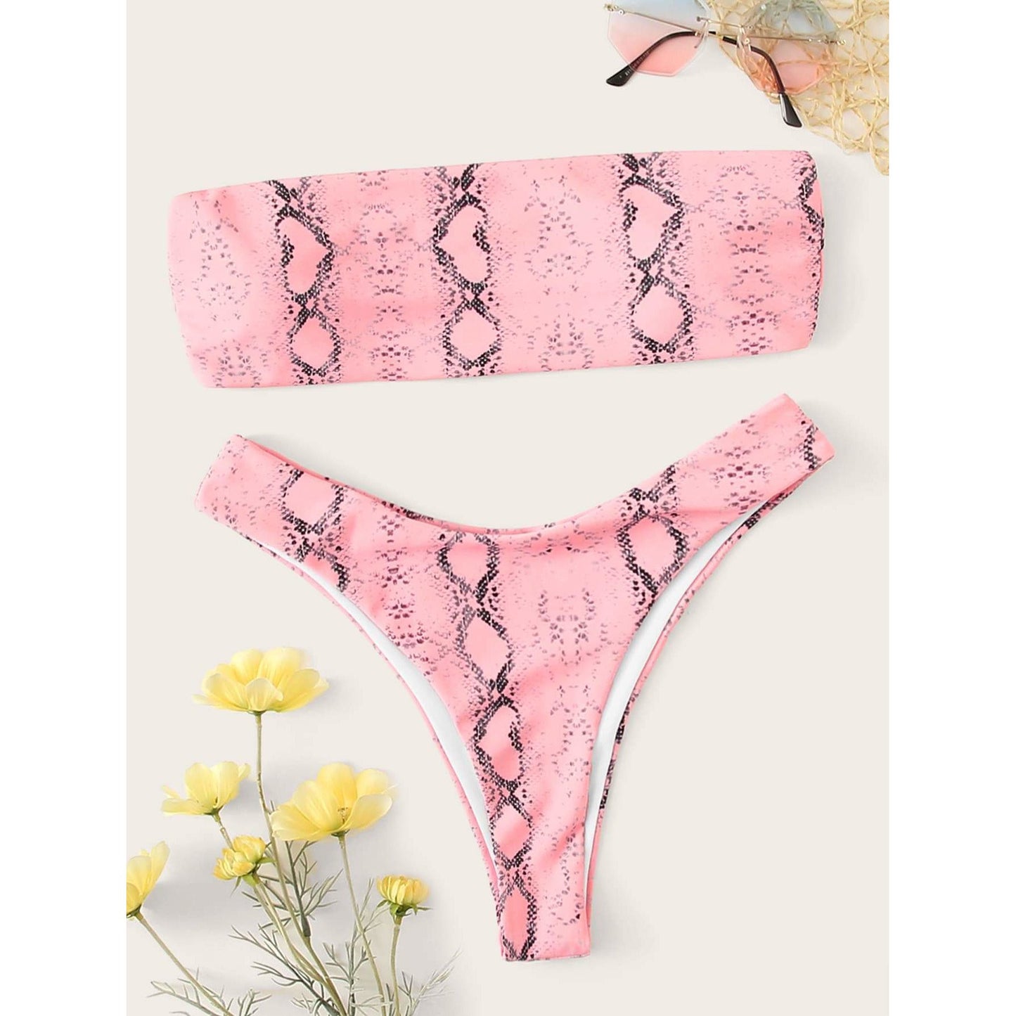 Ellie Snakeskin Bandeau Bikini Set