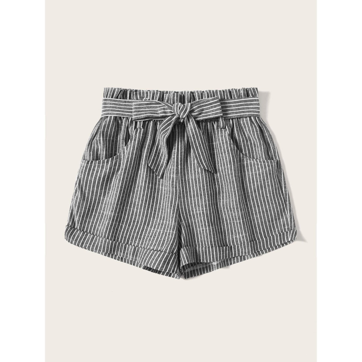 Lala Striped Self Tie Shorts