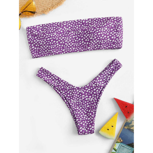 Dot Print Purple Bikini Set