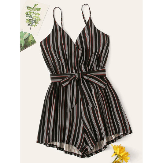 Striped Belted Cami Playsuit