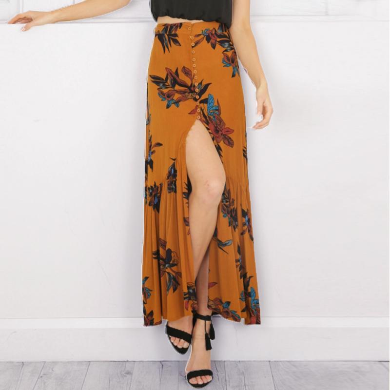 High Waist Boho Floral Chic Long Skirt