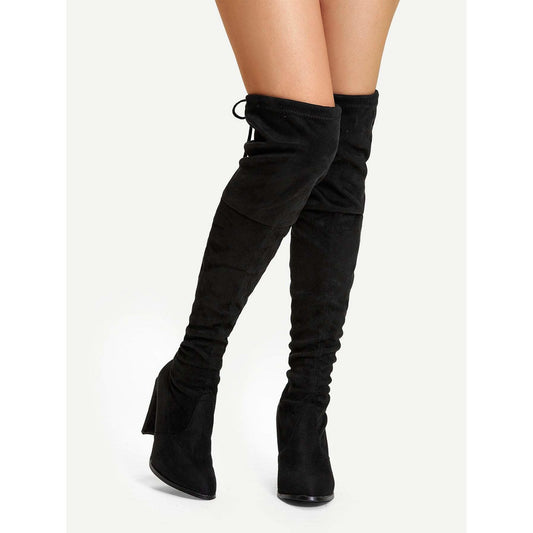Suede Over The Knee Plain Boots