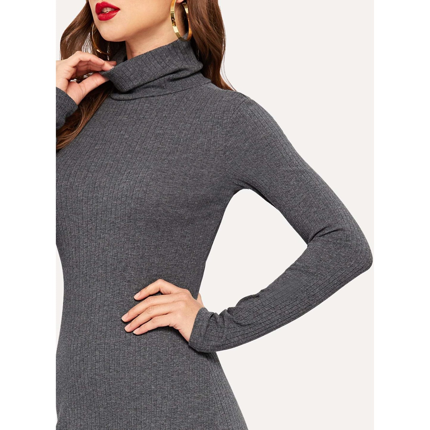 Anna Split Side Rib Knit Fitted Dress