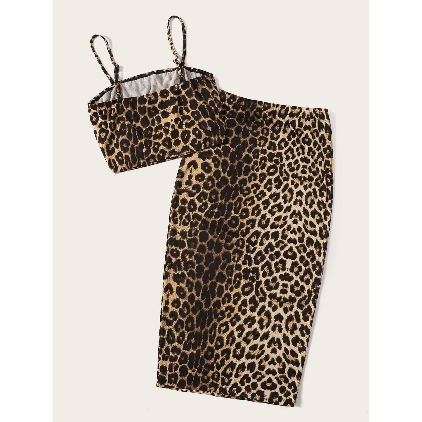 Leopard Print Crop Top & Bodycon Skirt Set