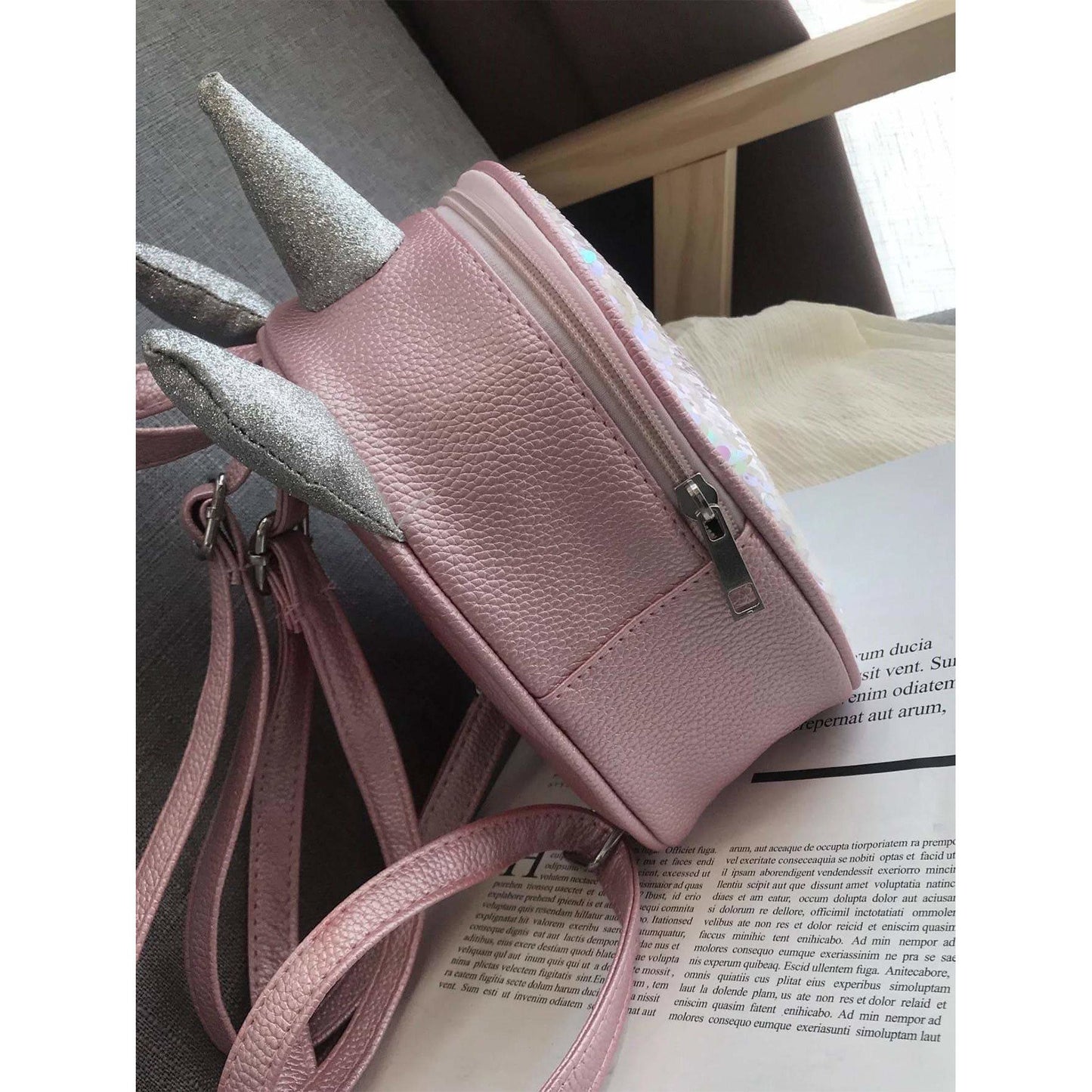 Sequins Decor Curved Top Backpack