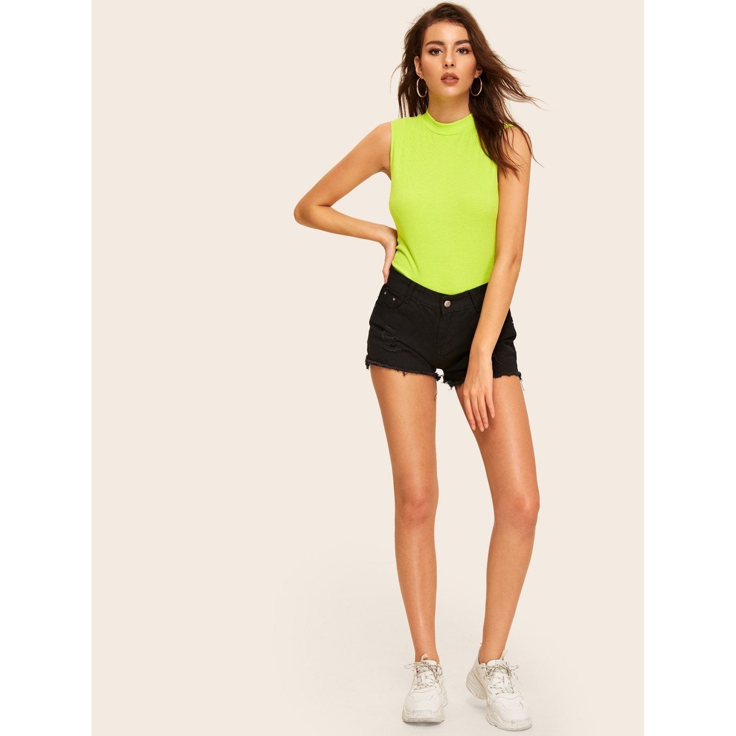 Neon Mock Neck Top