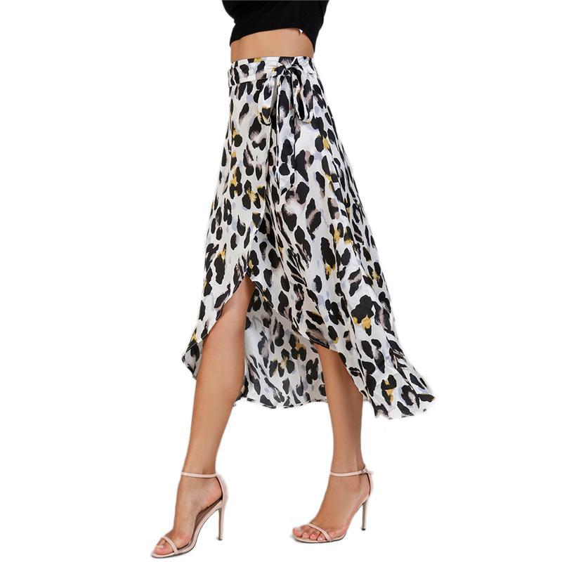 Waist Knot Leopard Print Midi Skirt