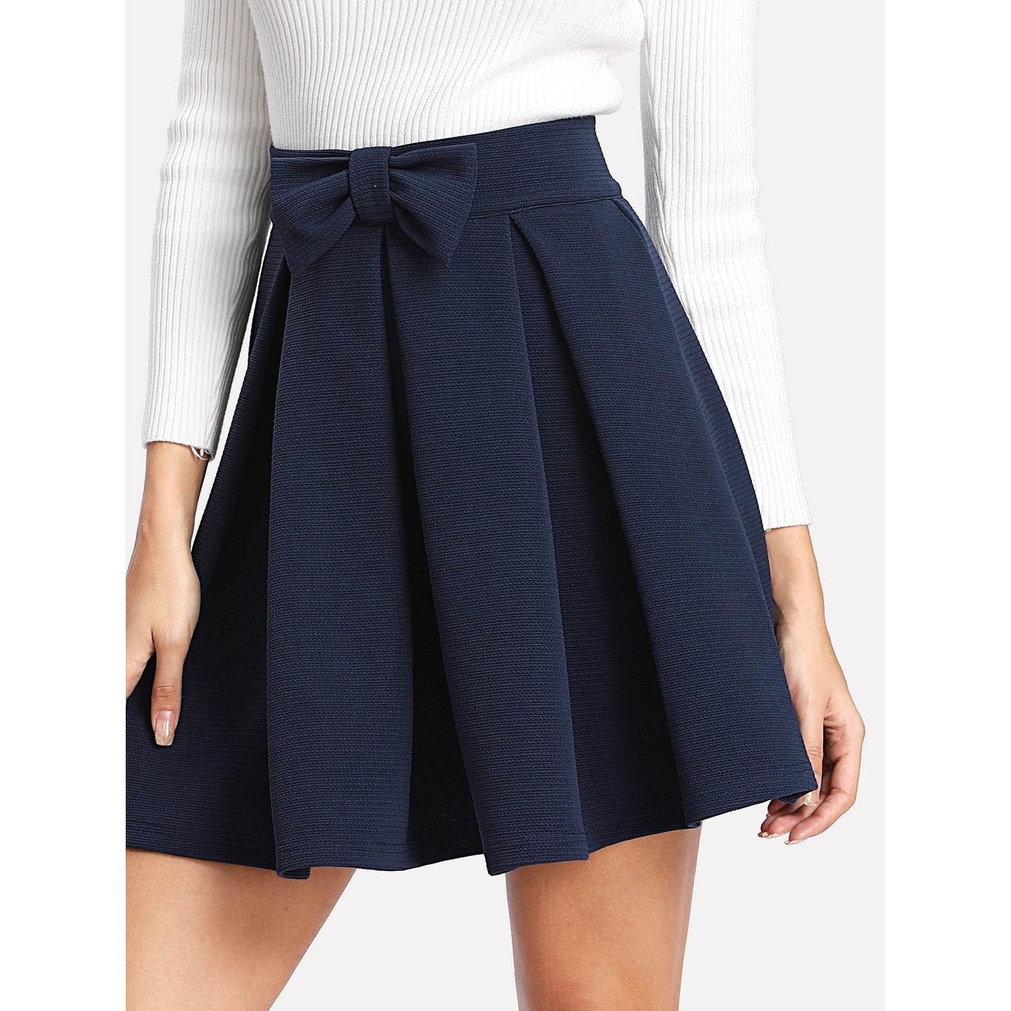 Front Bow Pleated Skirt