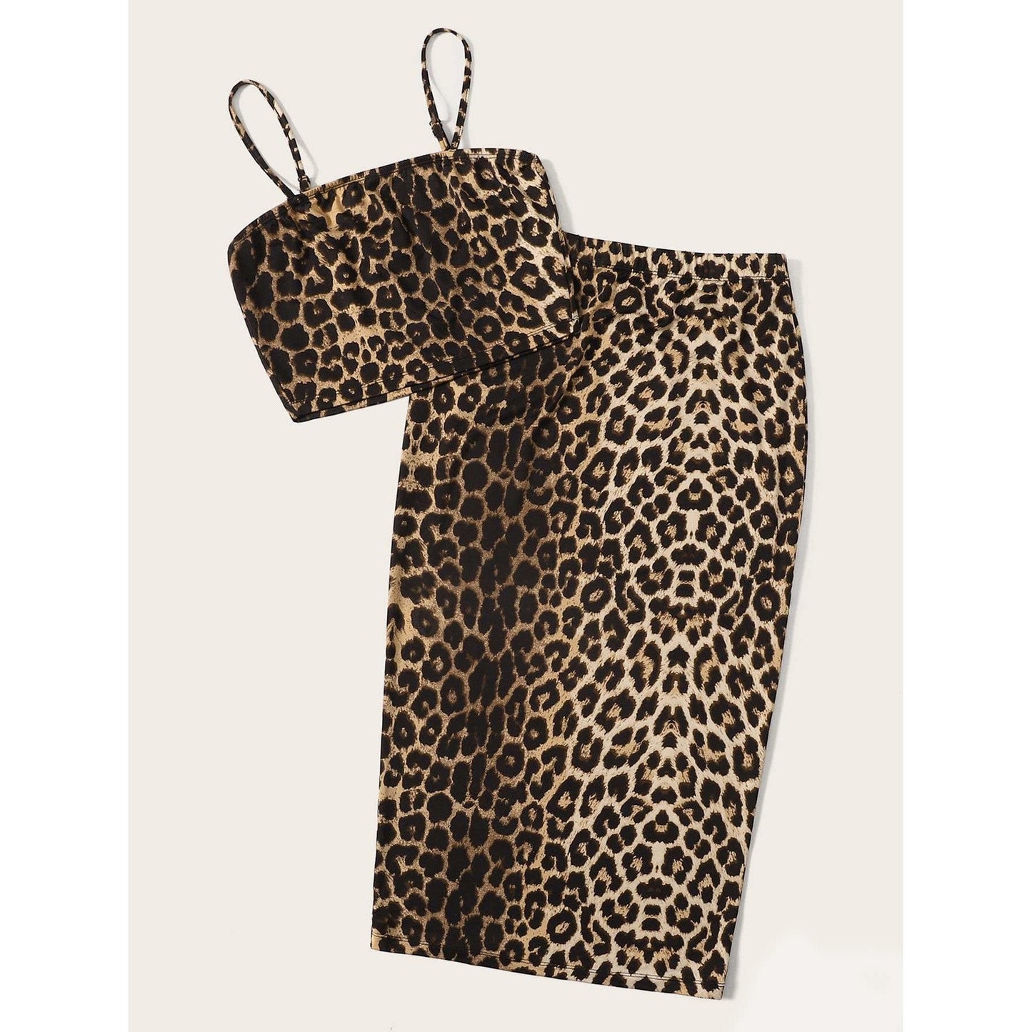 Leopard Print Crop Top & Bodycon Skirt Set