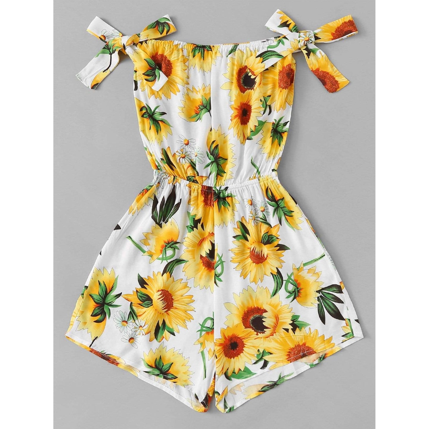 Sunflower Print Knot Side Romper