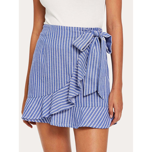 Ansley Striped Wrap Skirt