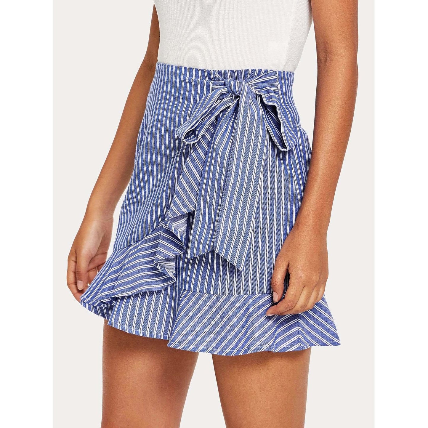 Ansley Striped Wrap Skirt