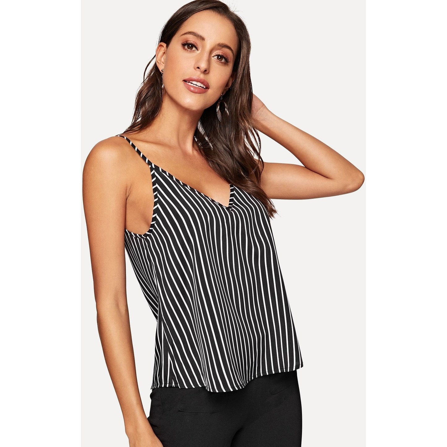 Kimmey Double V-Neck Striped Cami Top