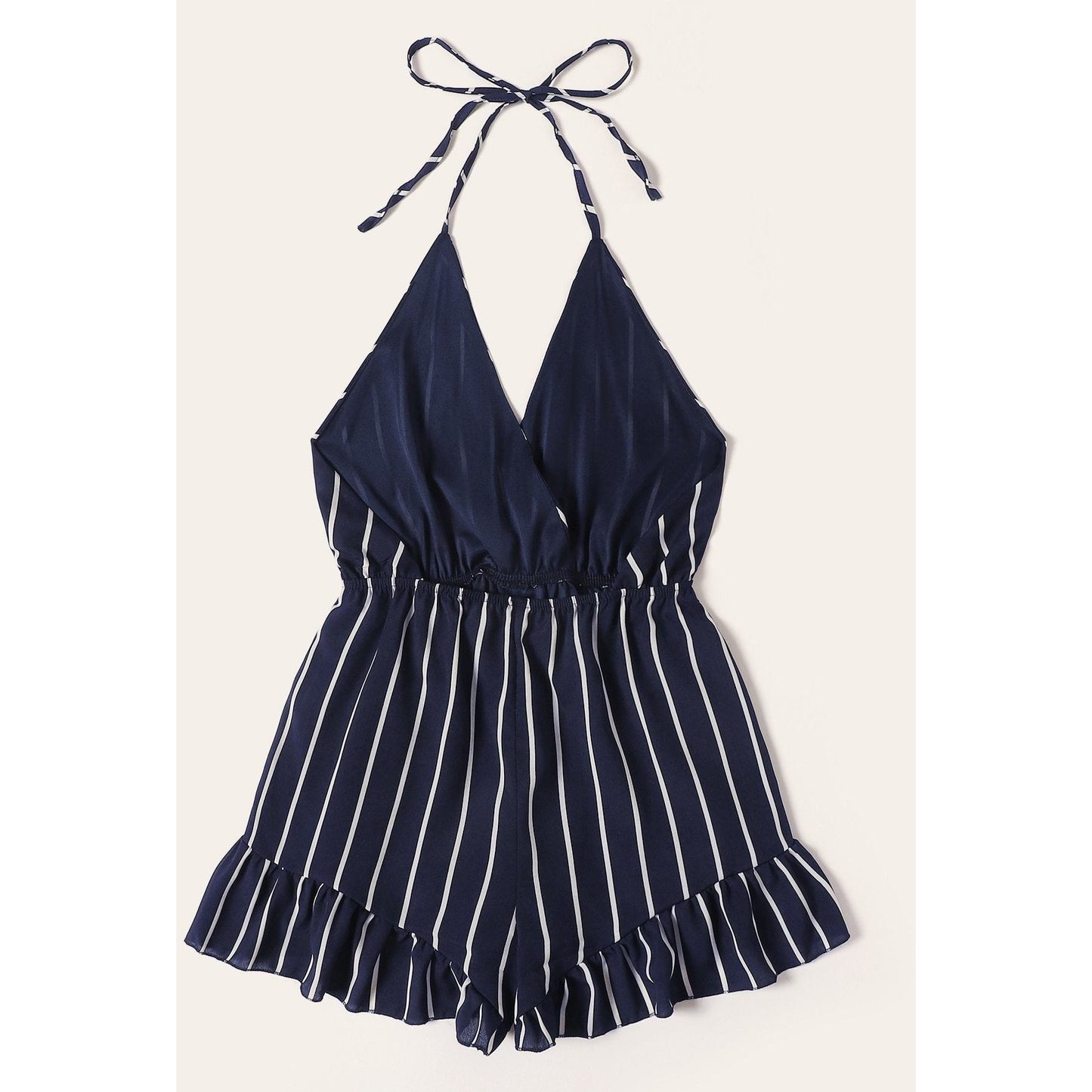 Drawstring Waist Striped Romper