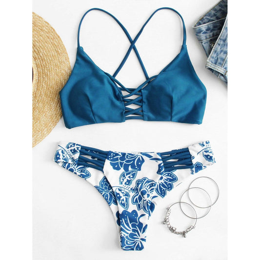 Cool Floral Pattern Bikini Set