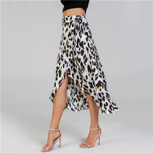 Waist Knot Leopard Print Midi Skirt