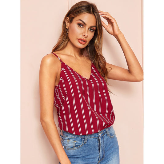 Kimmey Double V-Neck Striped Cami Top