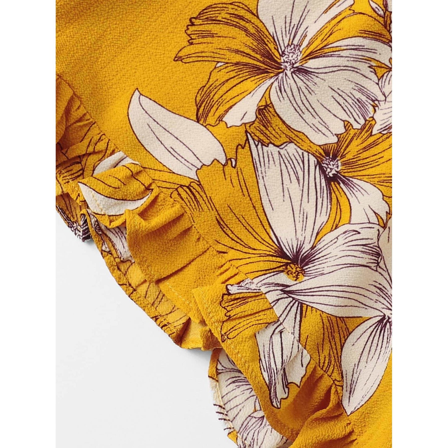 Off Shoulder Yellow Floral Print Romper