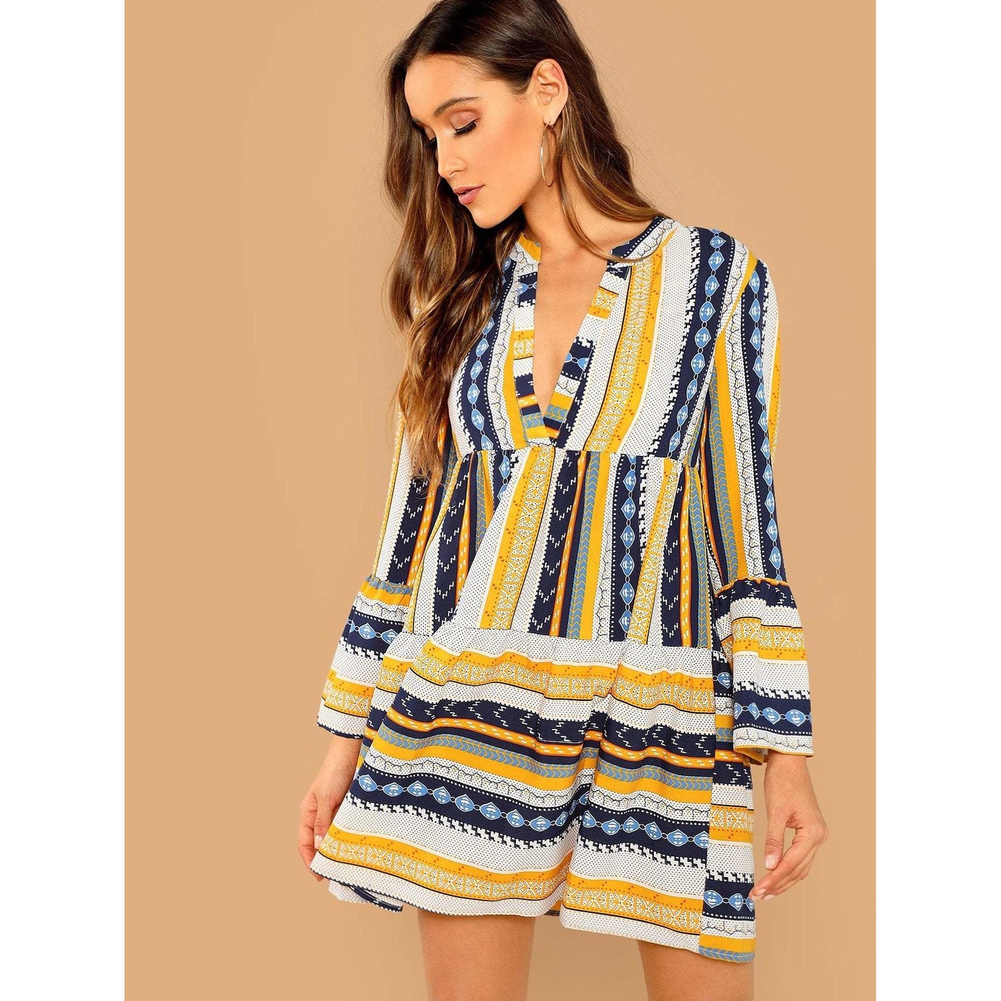 Summertime Flounce Sleeve Smock Dress