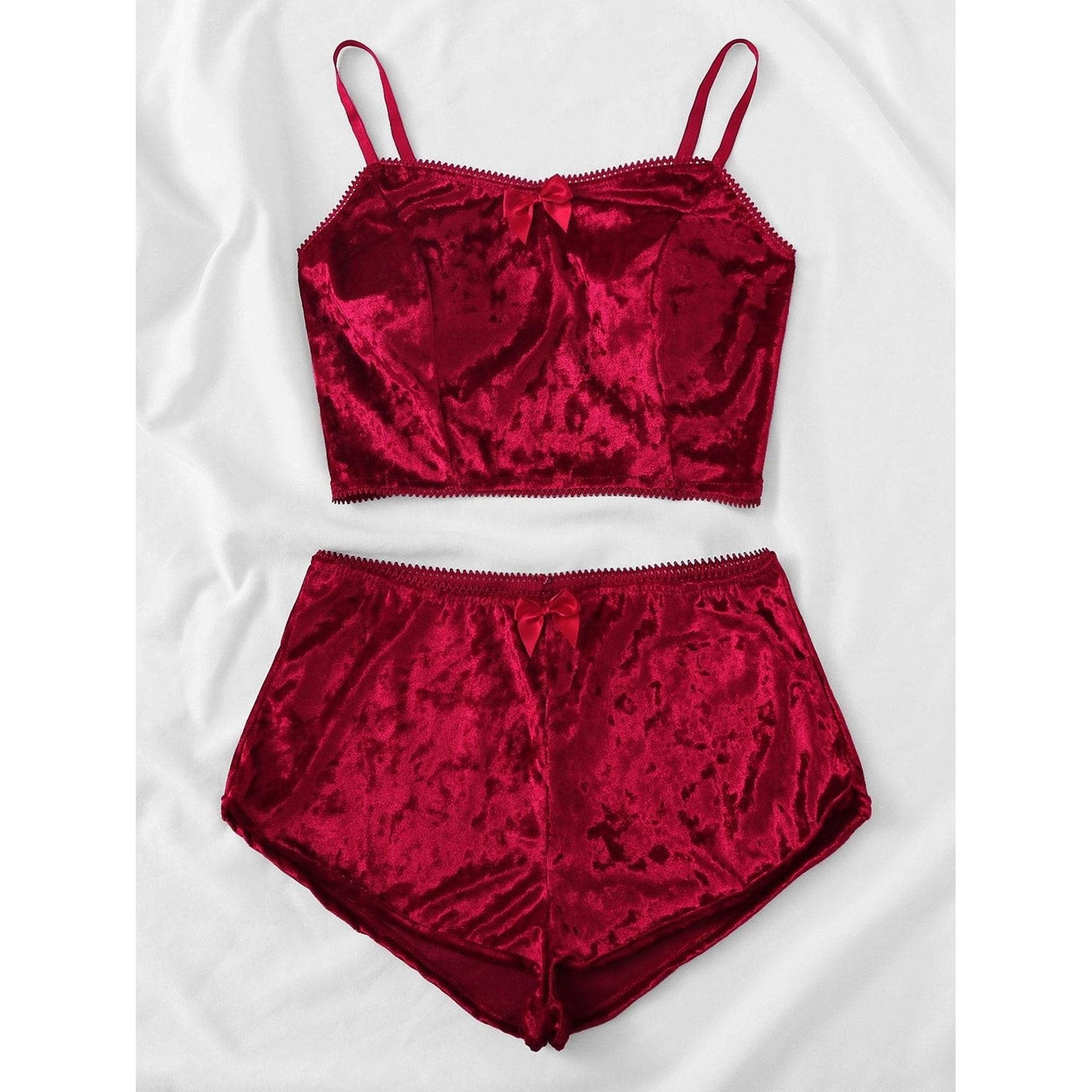 Marilyn Bow Velvet Cami Pajama Set