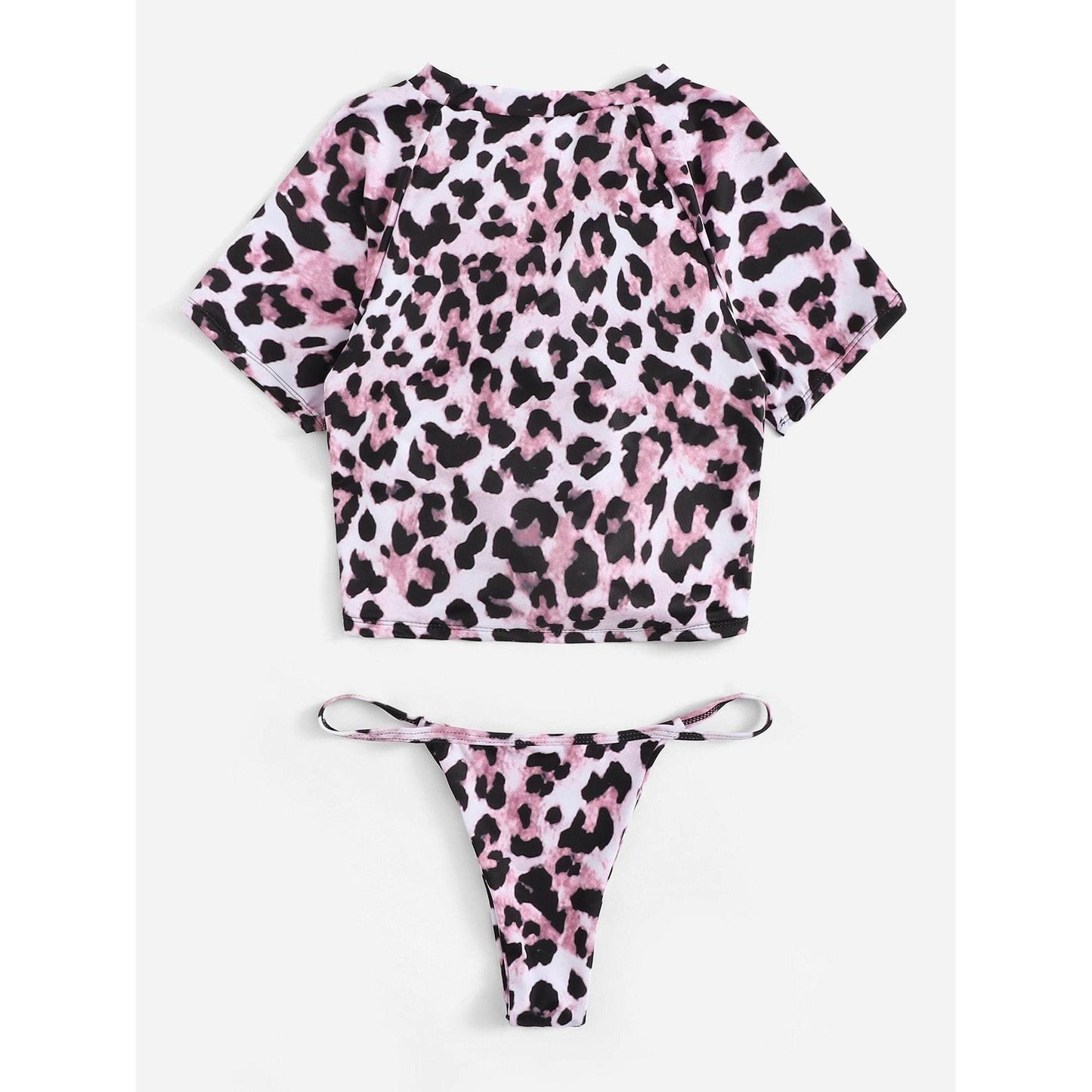 Leopard Knot Front Tankini Set