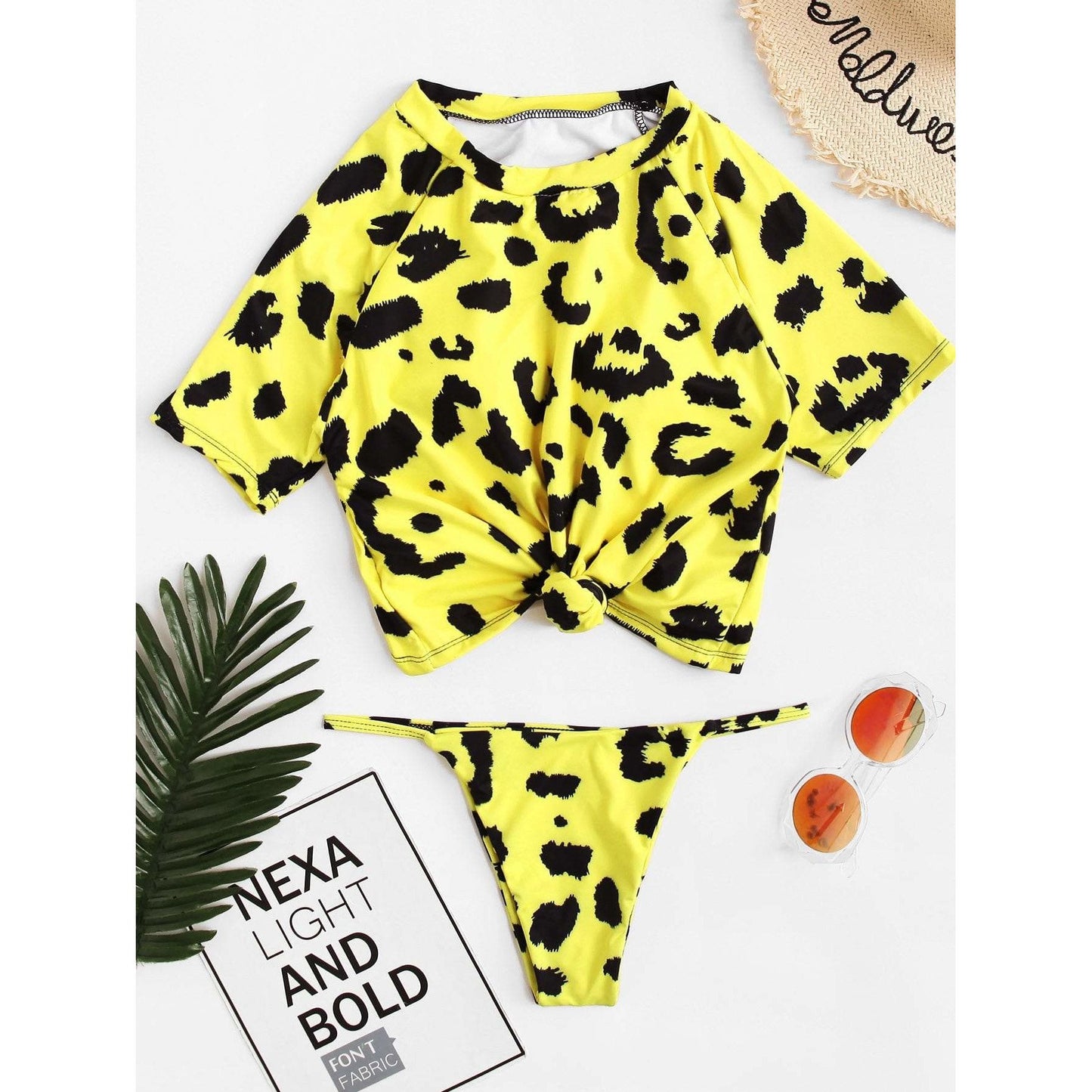 Leopard Knot Front Tankini Set