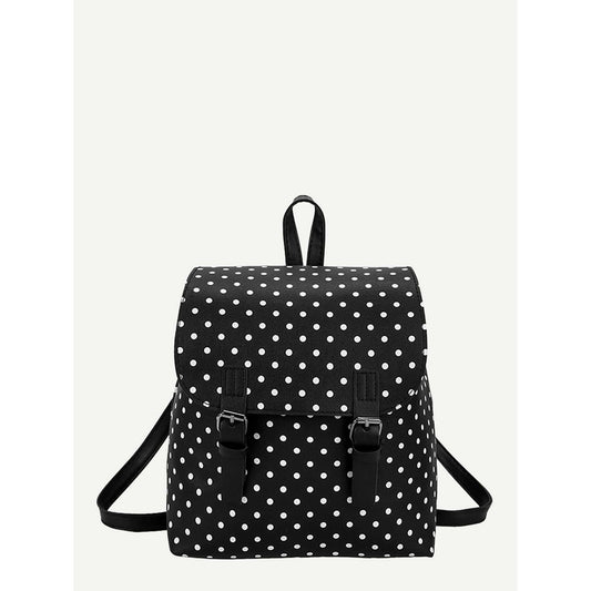 Polka Dot Double Buckle Strap Backpack