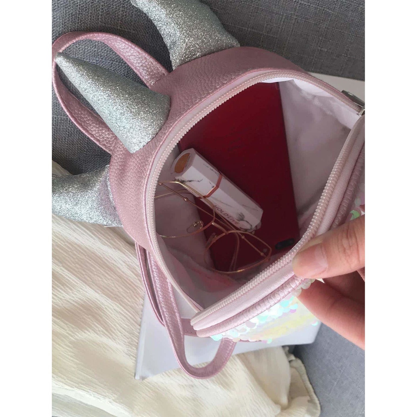 Sequins Decor Curved Top Backpack