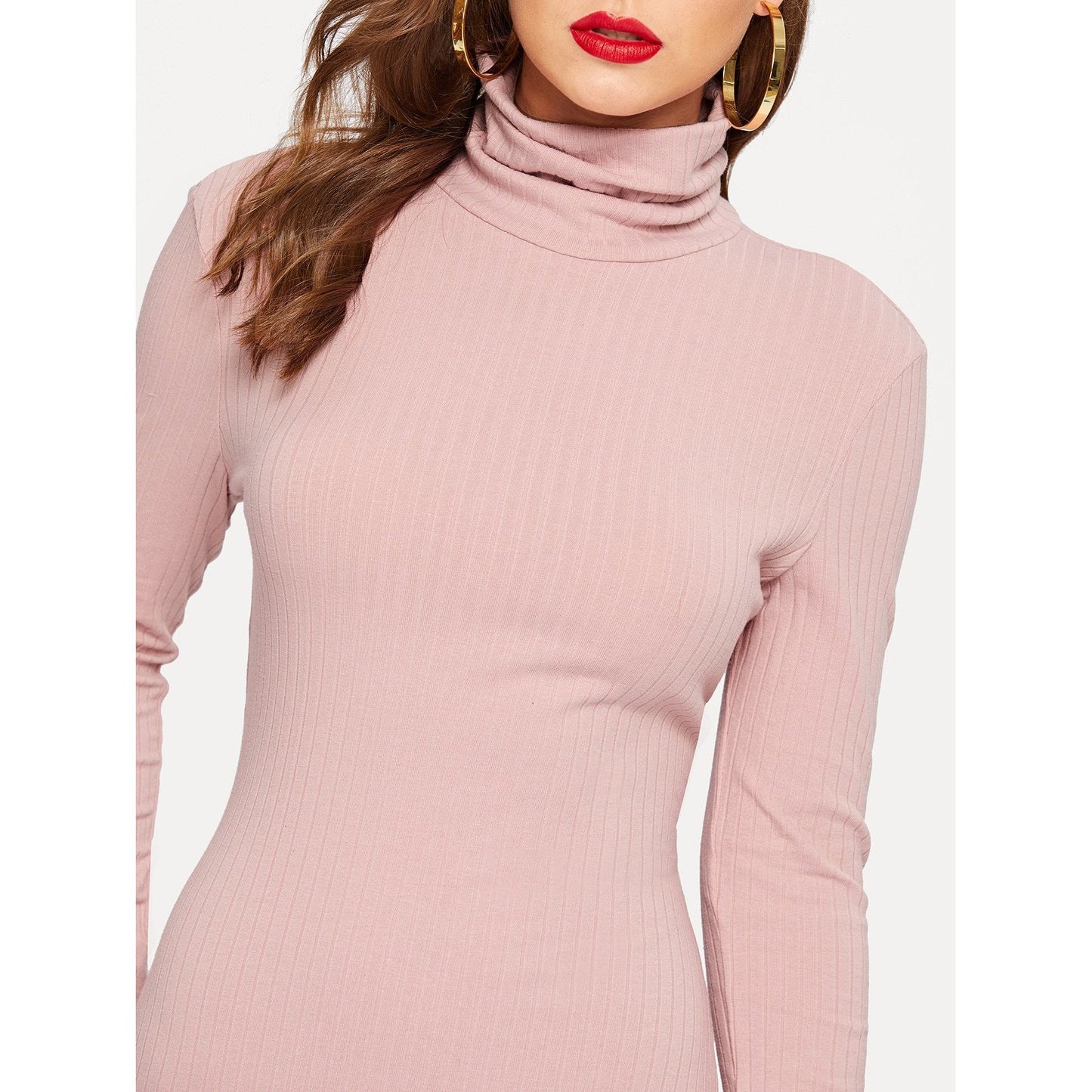 Anna Split Side Rib Knit Fitted Dress