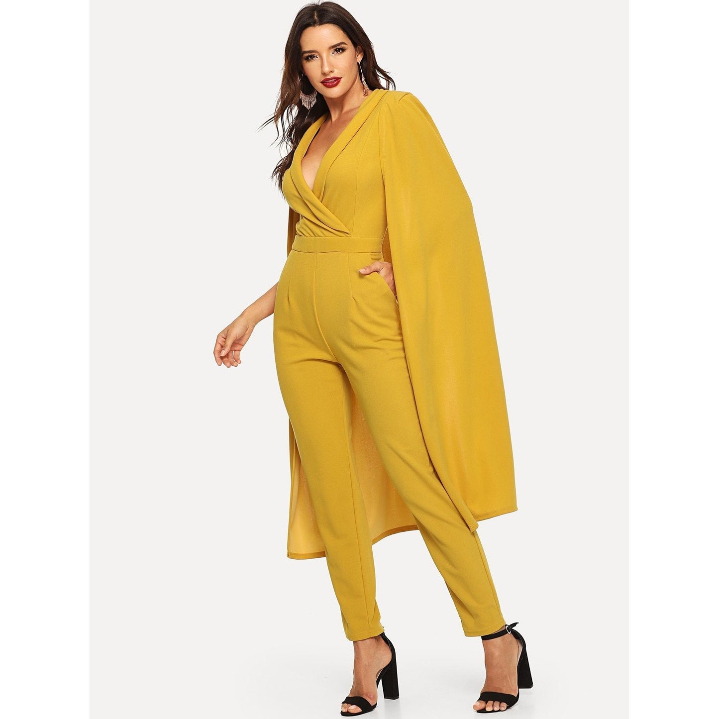 Too Much For You Split Cape Jumpsuit