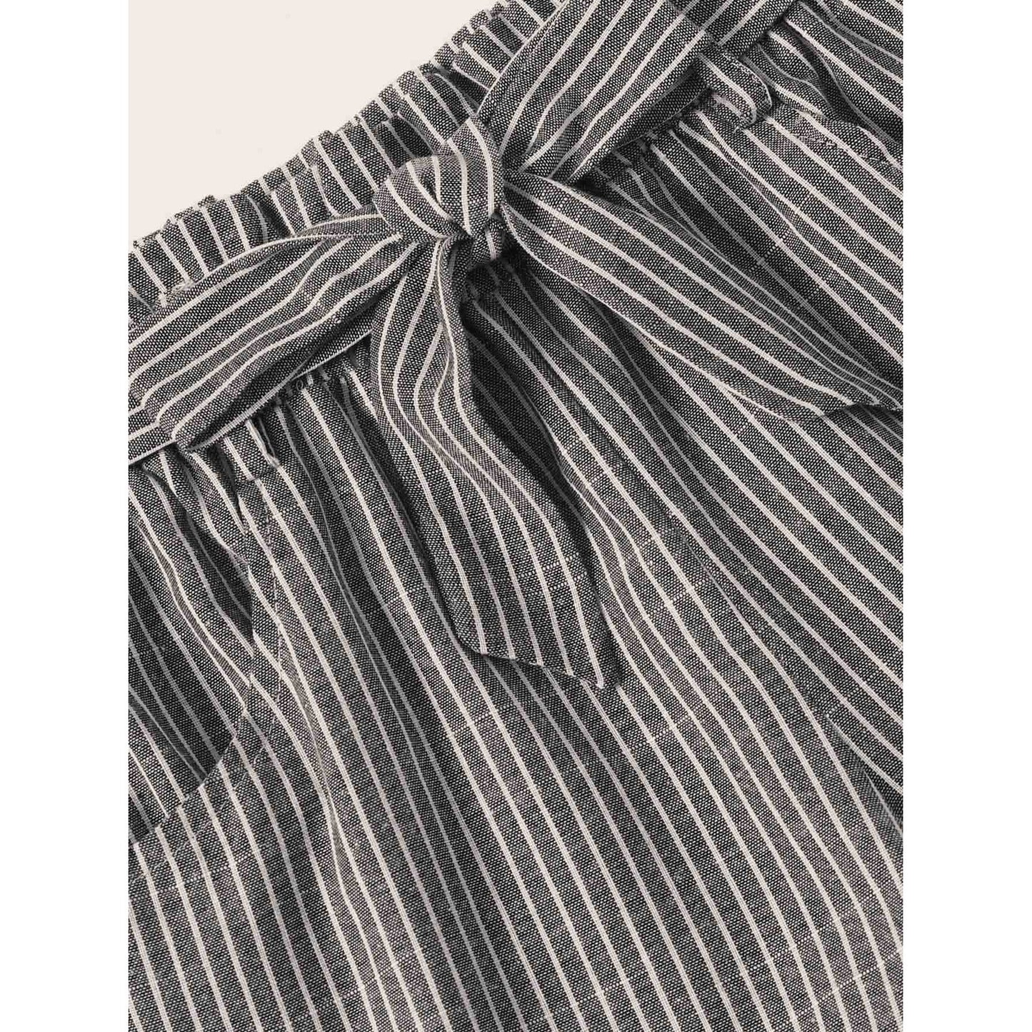 Lala Striped Self Tie Shorts