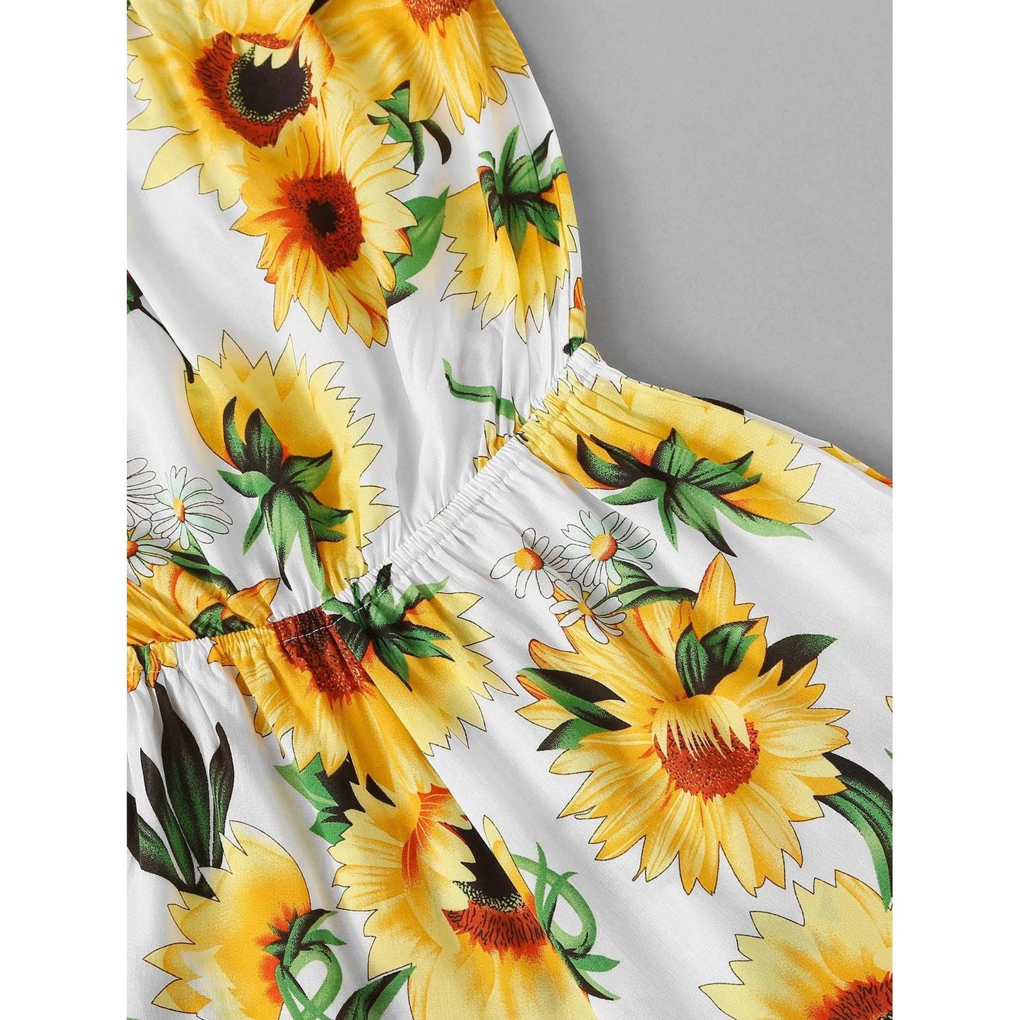 Sunflower Print Knot Side Romper