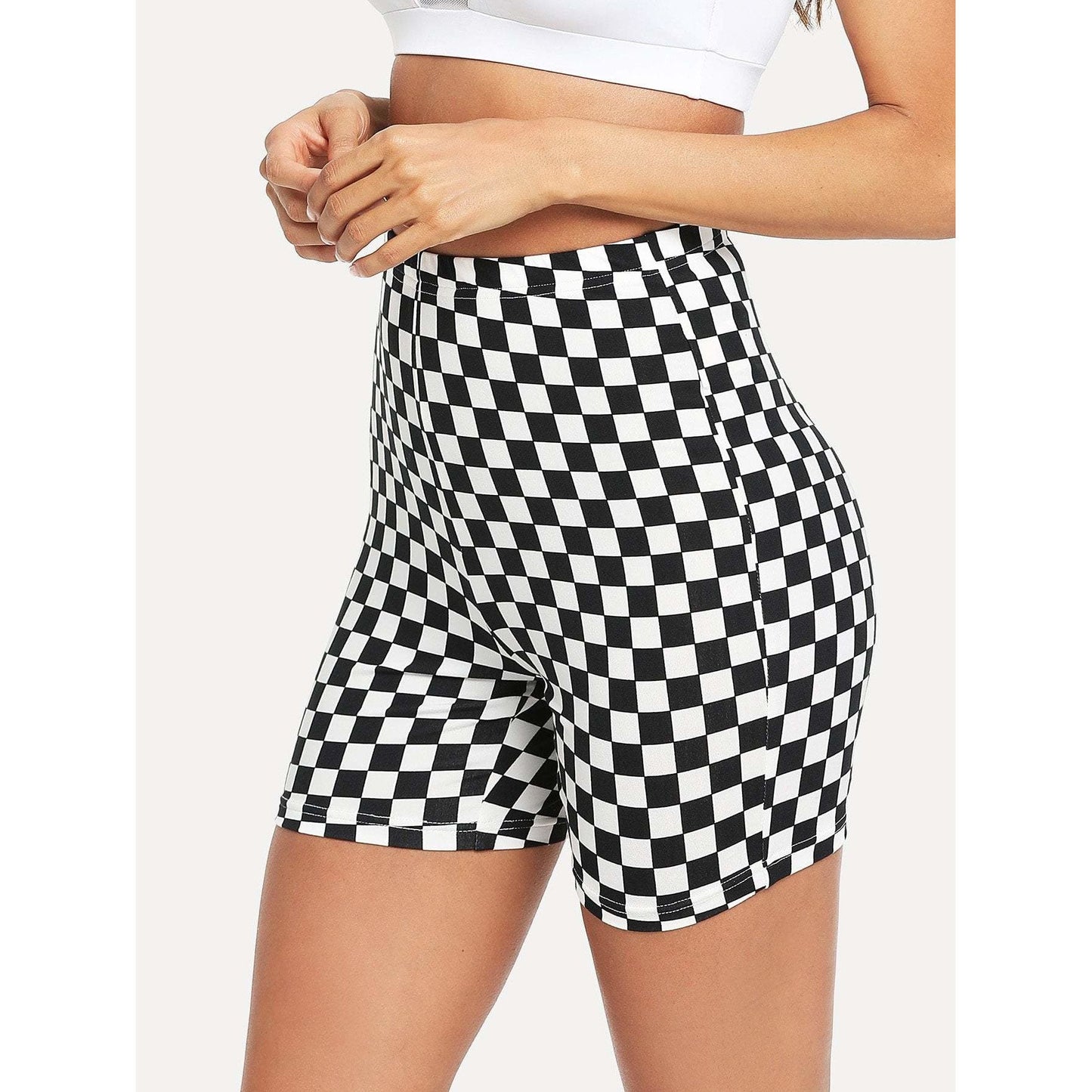 Checked Print Cycling Shorts