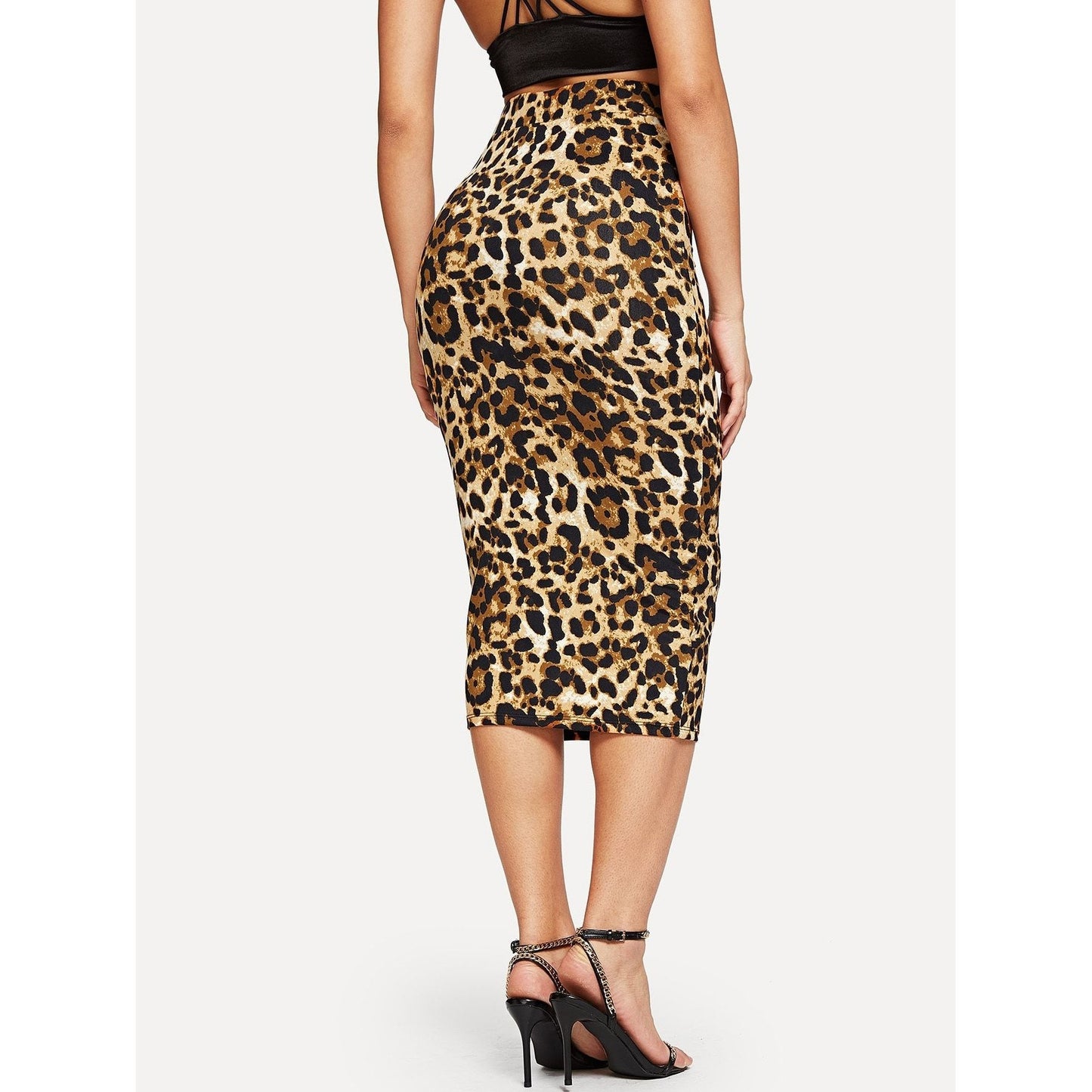 High Waist Leopard Bodycon Skirt