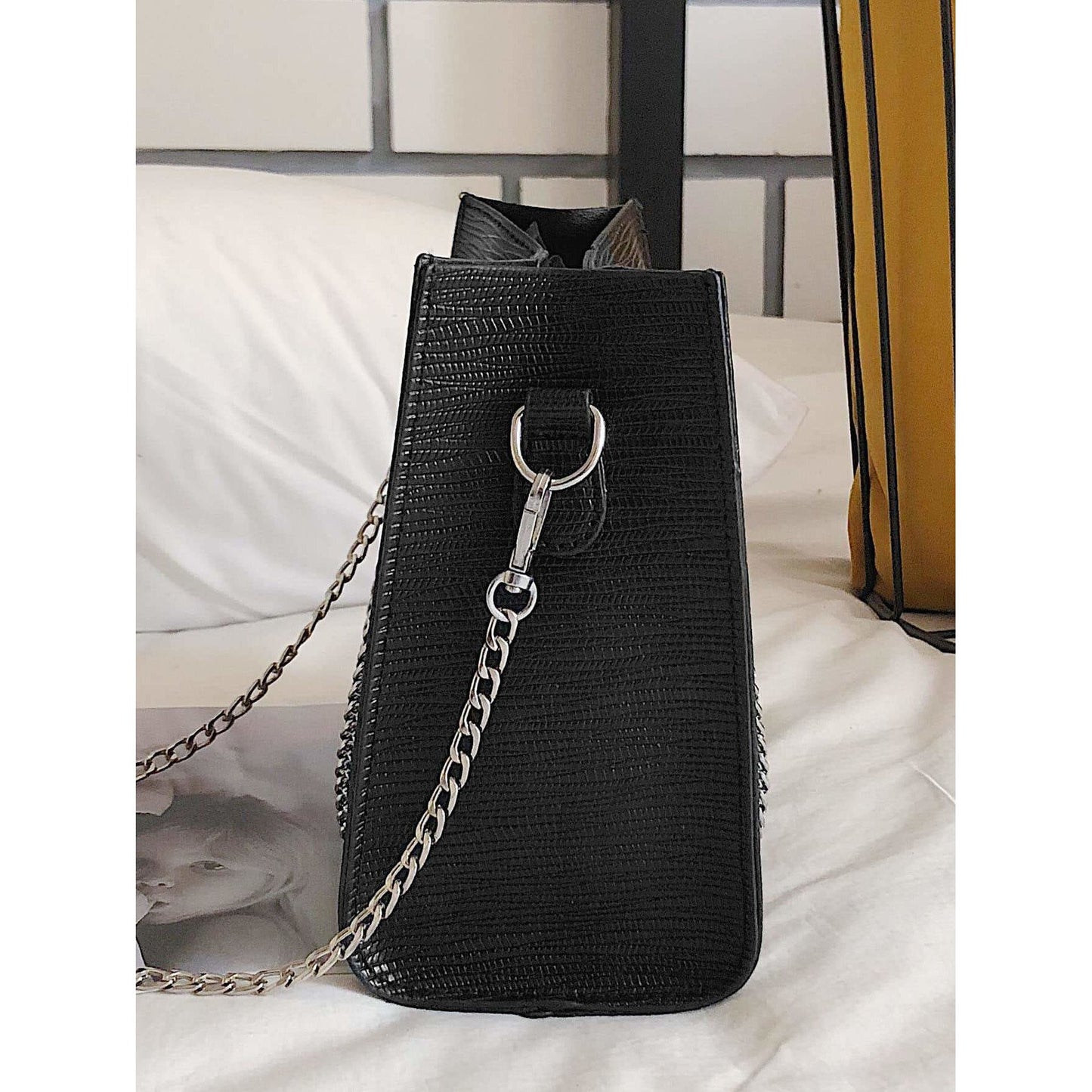 Textured Chain Tote Bag