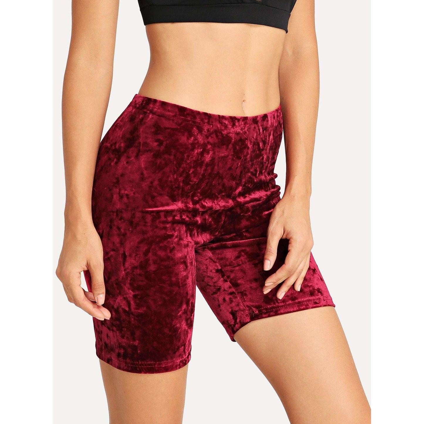 Solid Velvet Biker Shorts