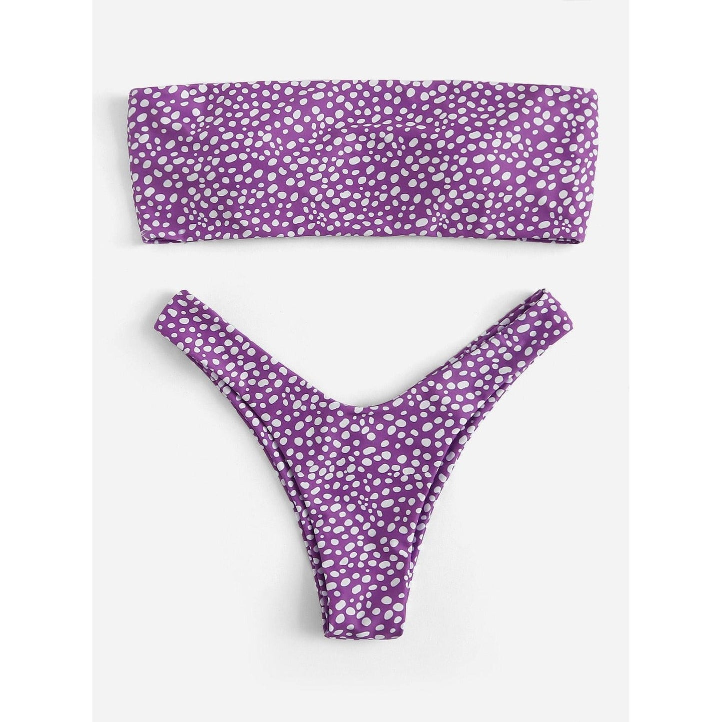 Dot Print Purple Bikini Set