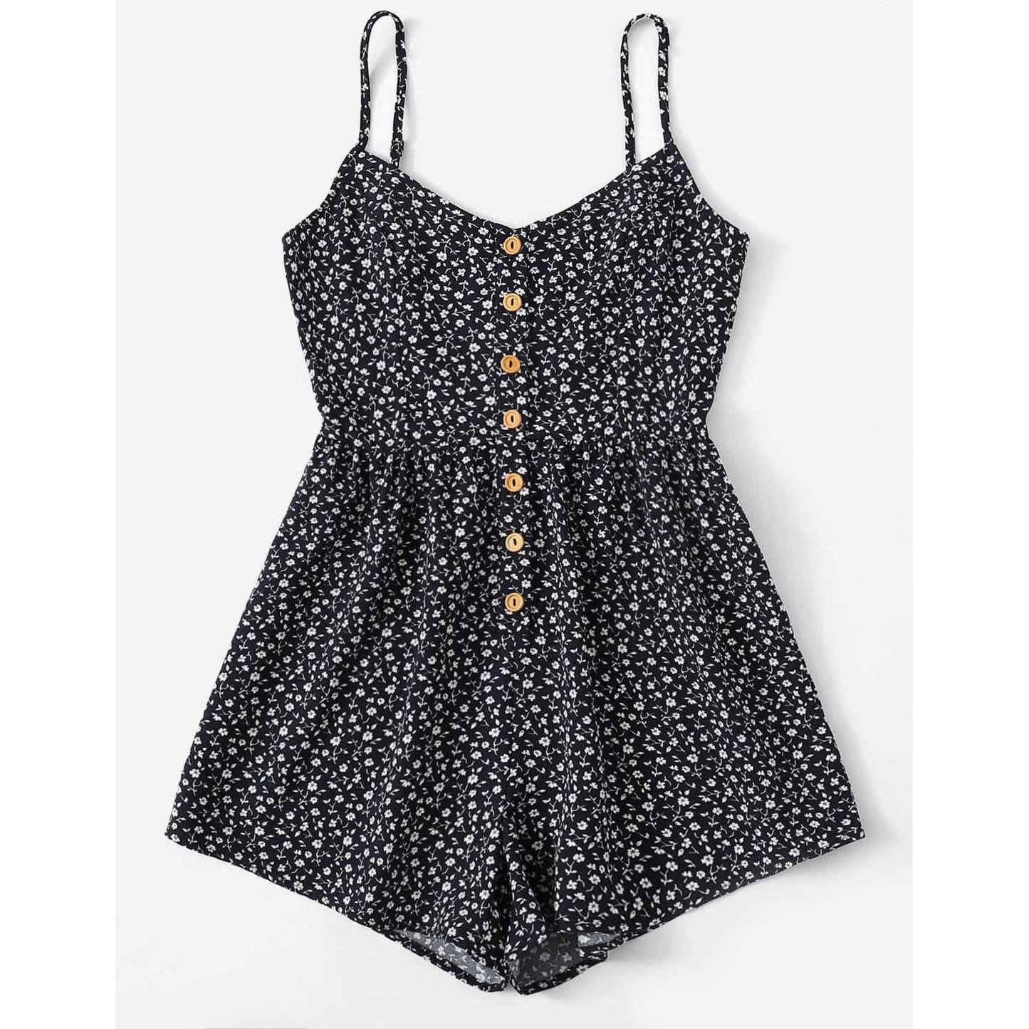 Ditsy Floral Button Front Cami Romper