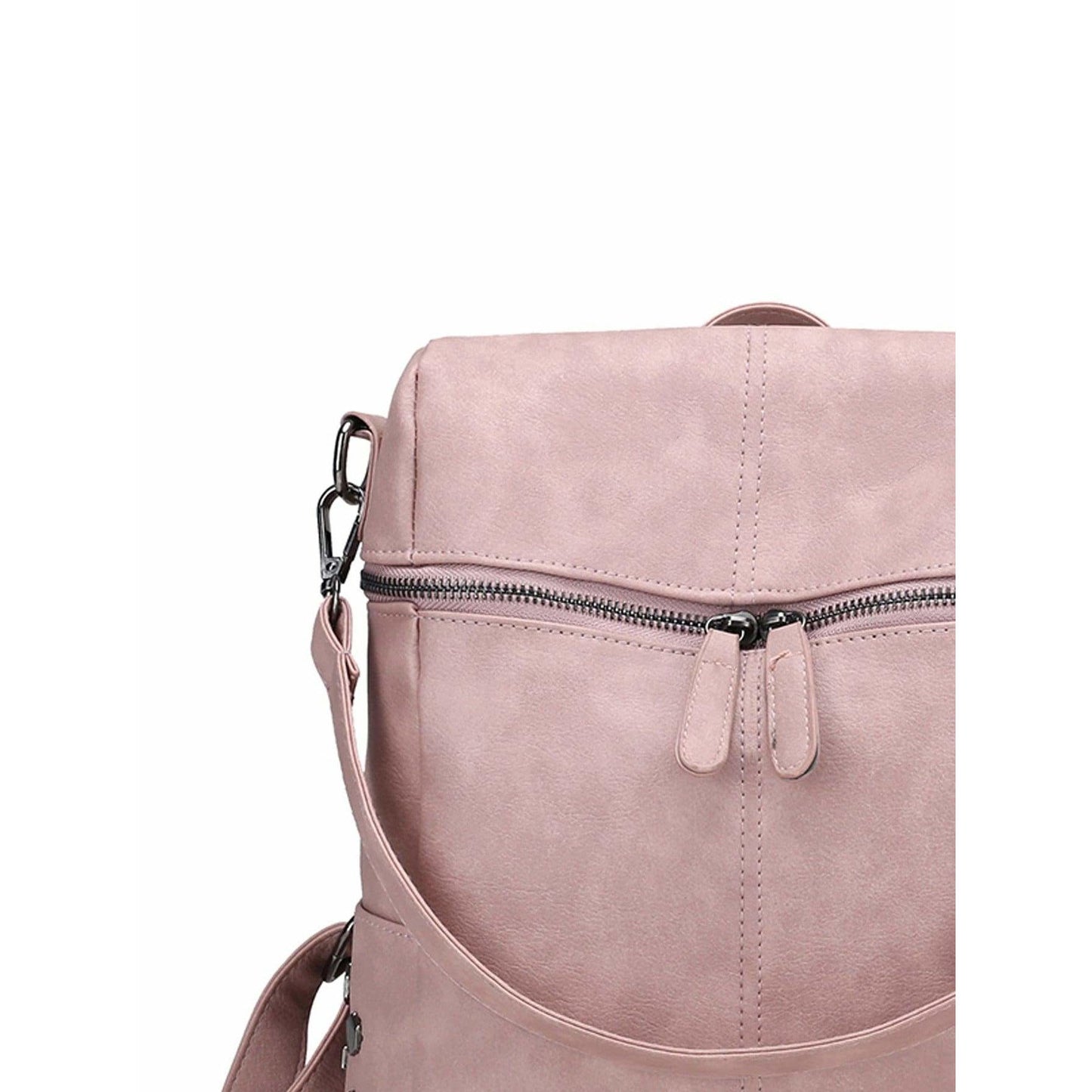 Zipper Front PU Backpack With Convertible Strap