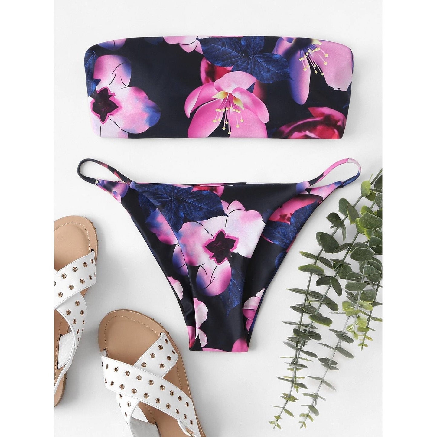 Galaxy Floral Bandeau Bikini Set